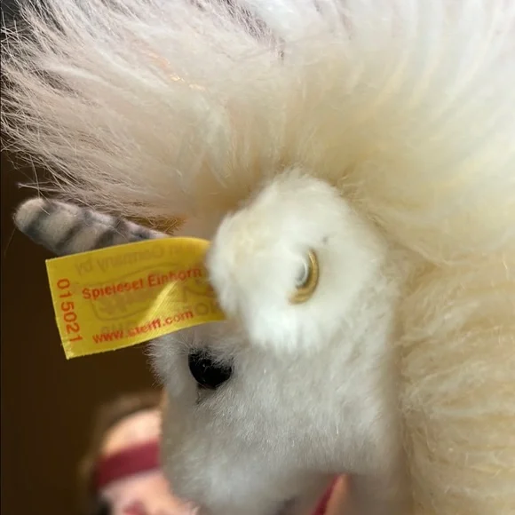 Steiff White and Pink Stuffed Unicorn - Picture 3 of 10
